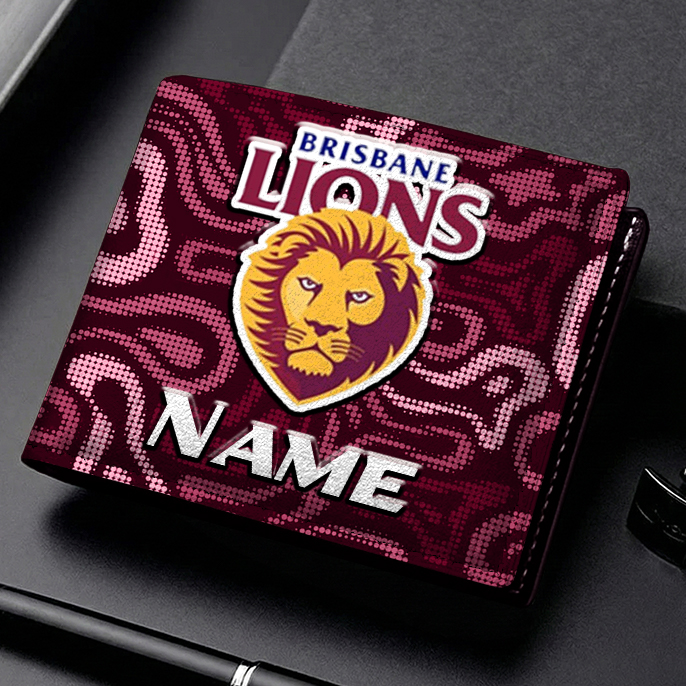 Auspiritmerch Brisbane Lions Personalized Leather Wallet Gift For Fans