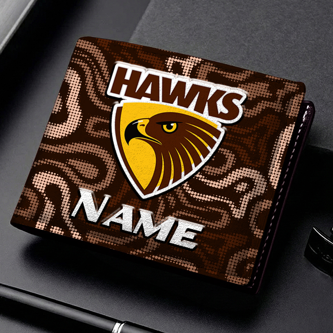 Auspiritmerch Hawthorn Hawks Personalized Leather Wallet Gift For Fans