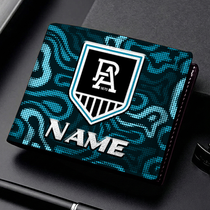 Auspiritmerch Port Adelaide Personalized Leather Wallet Gift For Fans