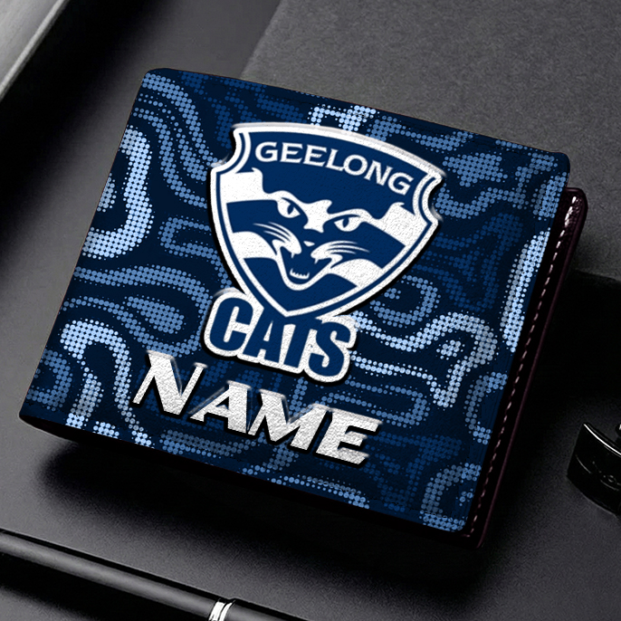 Auspiritmerch Geelong Cats Personalized Leather Wallet Gift For Fans