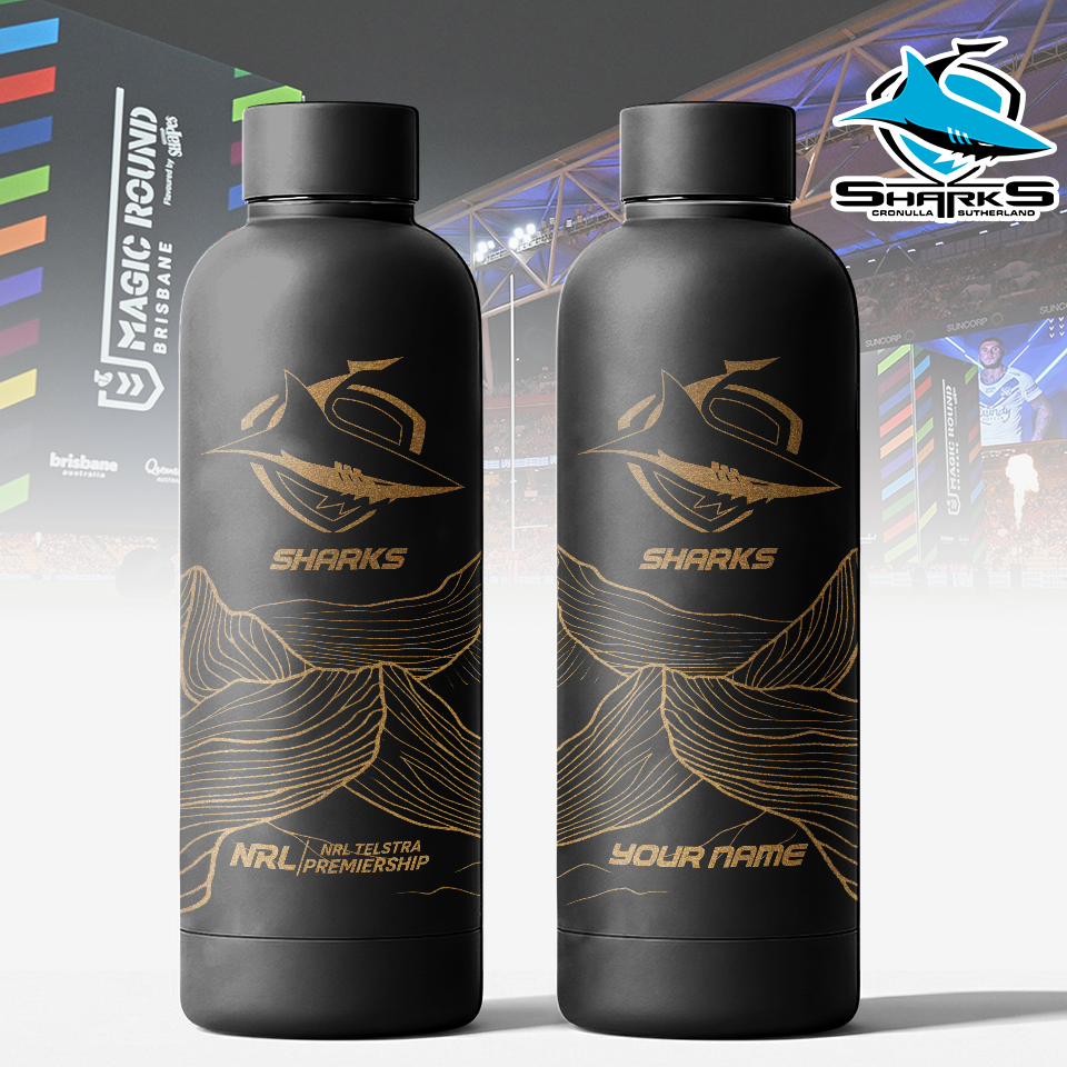 Auspiritmerch Cronulla-Sutherland Sharks Personalized Metal Water Bottle Gift For Fans