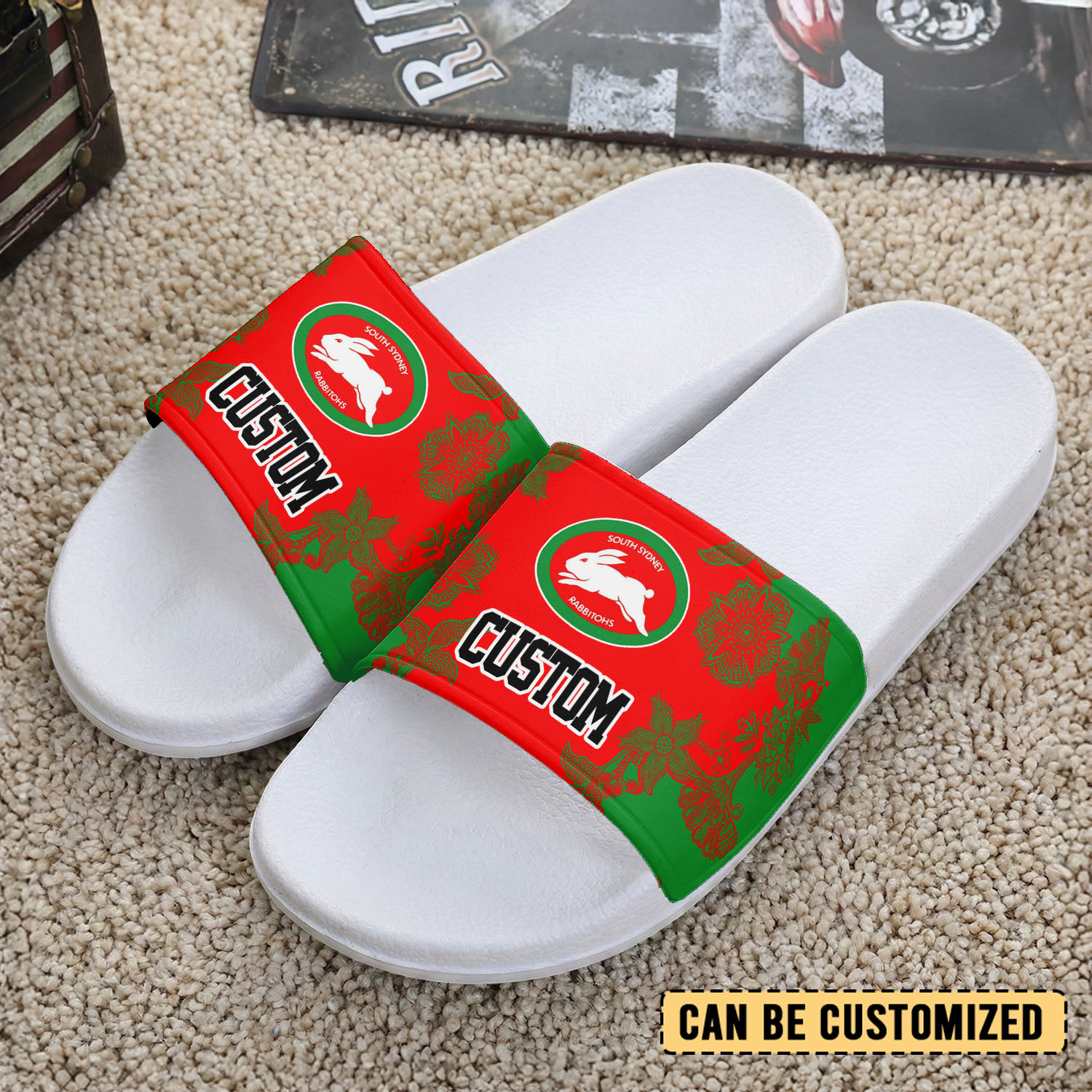 Auspiritmerch South Sydney Rabbitohs Personalized Sports Slippers Gift For Fans