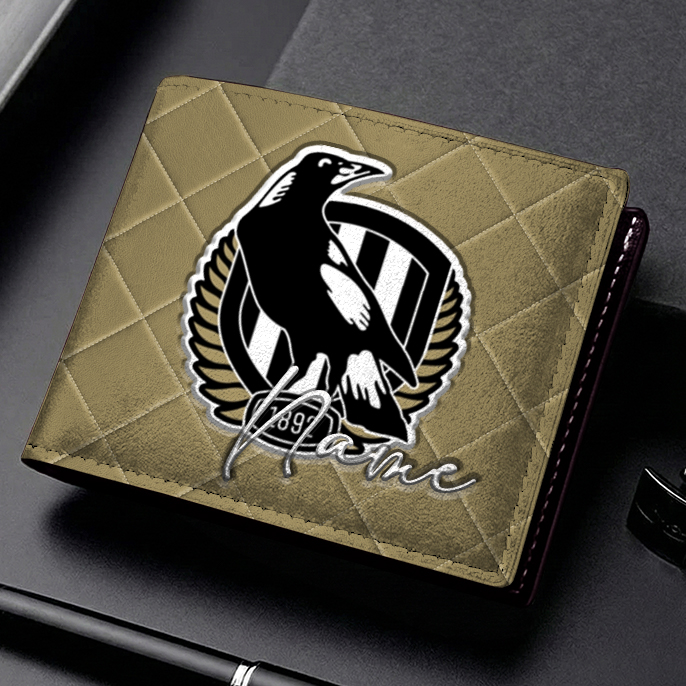 Auspiritmerch Collingwood Magpies Personalized Leather Wallet Gift For Fans