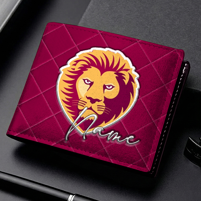 Auspiritmerch Brisbane Lions Personalized Leather Wallet Gift For Fans
