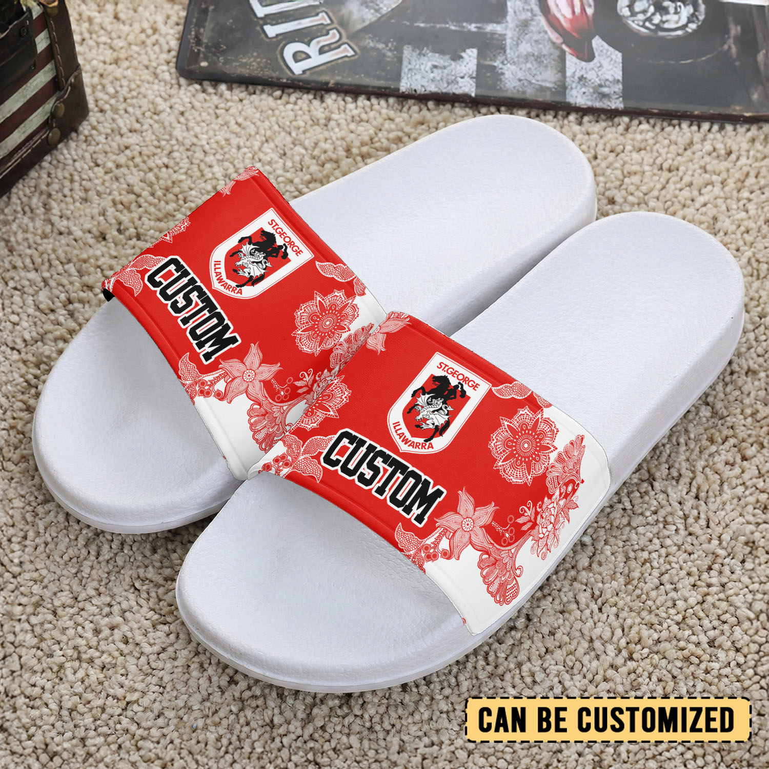 Auspiritmerch St. George Illawarra Dragons Personalized Sports Slippers Gift For Fans