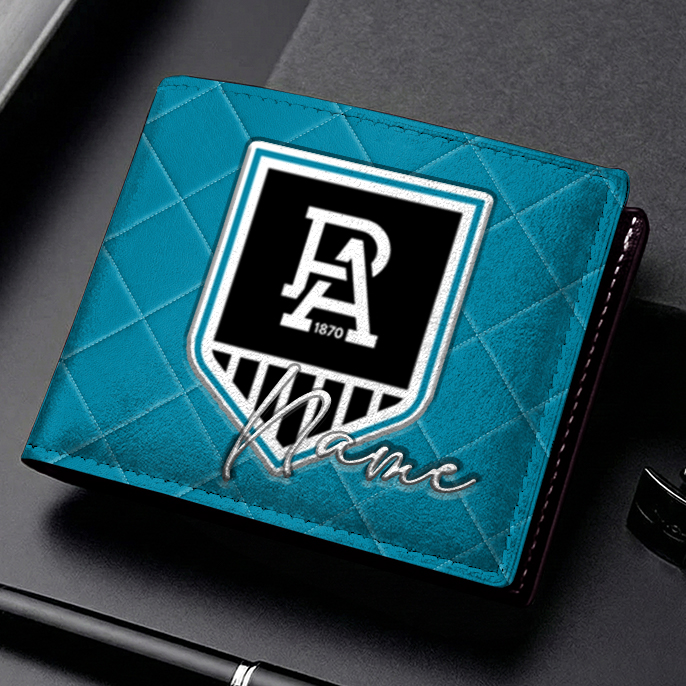 Auspiritmerch Port Adelaide Personalized Leather Wallet Gift For Fans