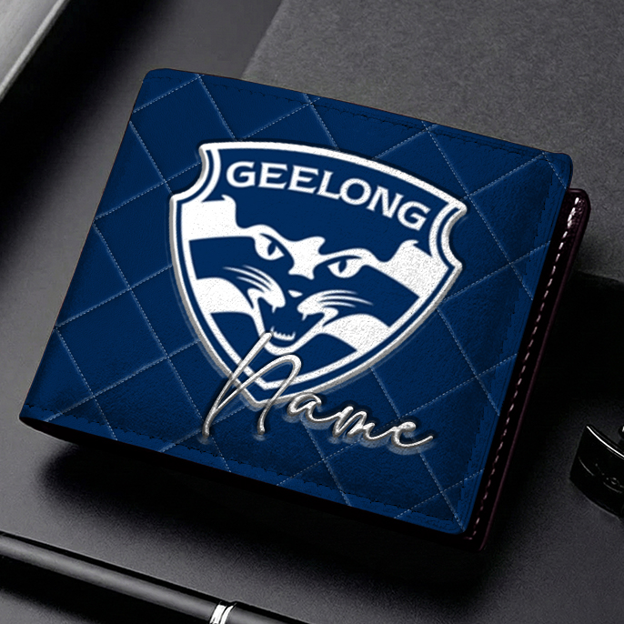 Auspiritmerch Geelong Cats Personalized Leather Wallet Gift For Fans