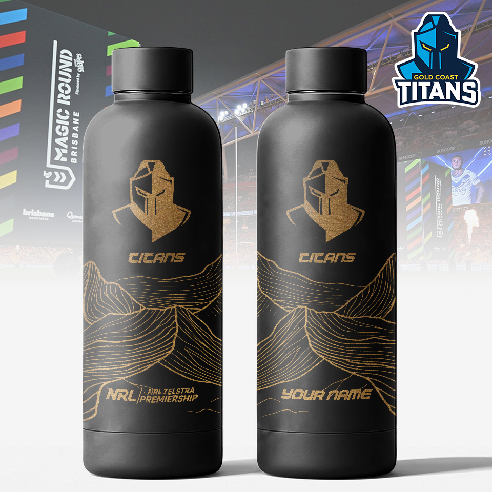 Auspiritmerch Gold Coast Titans Personalized Metal Water Bottle Gift For Fans