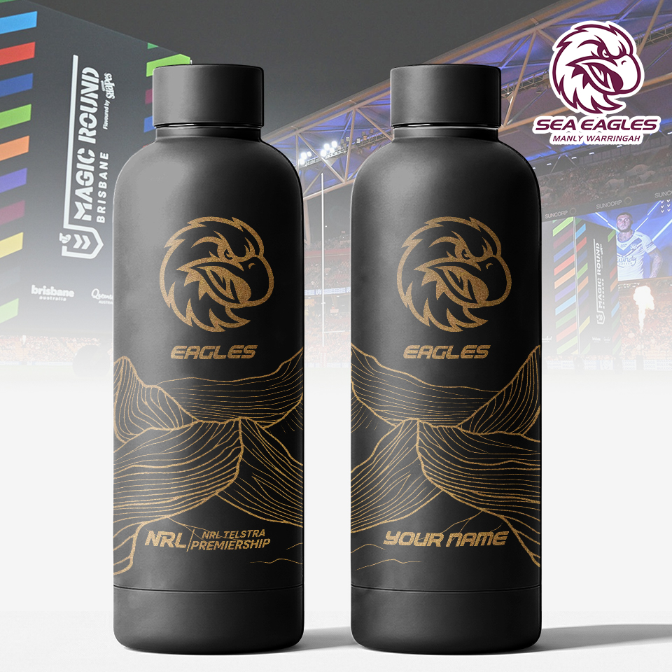 Auspiritmerch Manly Warringah Sea Eagles Personalized Metal Water Bottle Gift For Fans