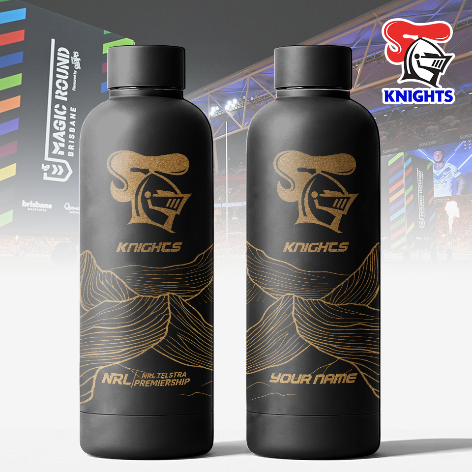 Auspiritmerch Newcastle Knights Personalized Metal Water Bottle Gift For Fans