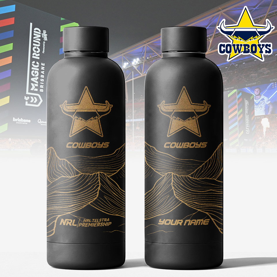 Auspiritmerch North Queensland Cowboys Personalized Metal Water Bottle Gift For Fans