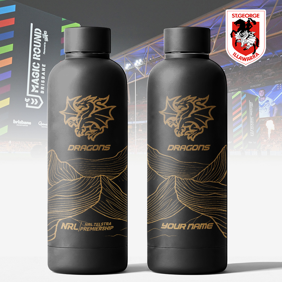 Auspiritmerch St. George Illawarra Dragons Personalized Metal Water Bottle Gift For Fans