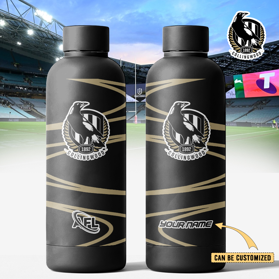 Auspiritmerch Collingwood Magpies Personalized Metal Water Bottle Gift For Fans