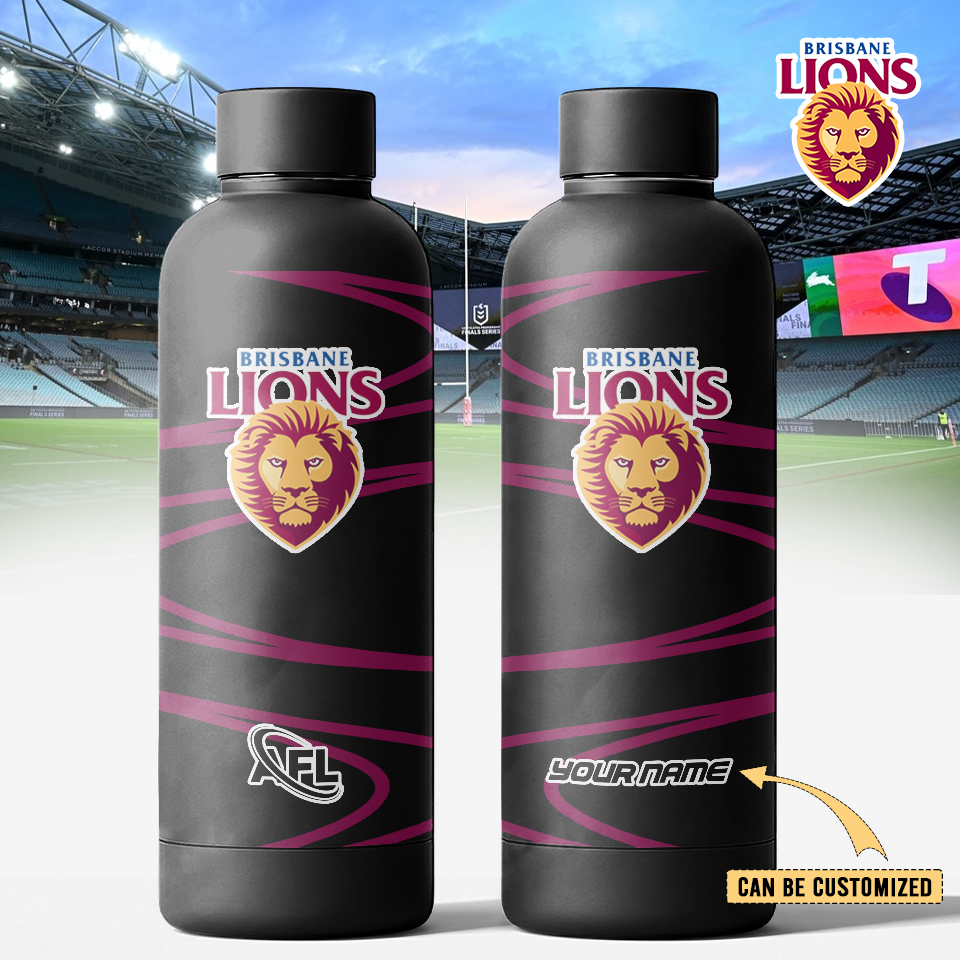 Auspiritmerch Brisbane Lions Personalized Metal Water Bottle Gift For Fans
