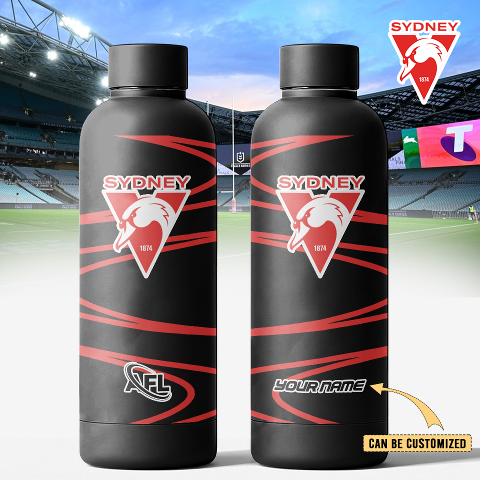 Auspiritmerch Sydney Swans Personalized Metal Water Bottle Gift For Fans