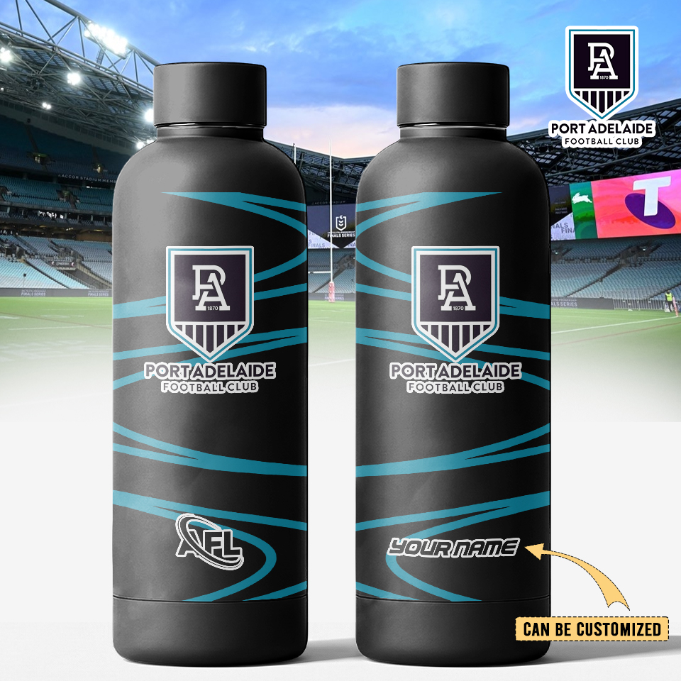 Auspiritmerch Port Adelaide Personalized Metal Water Bottle Gift For Fans 