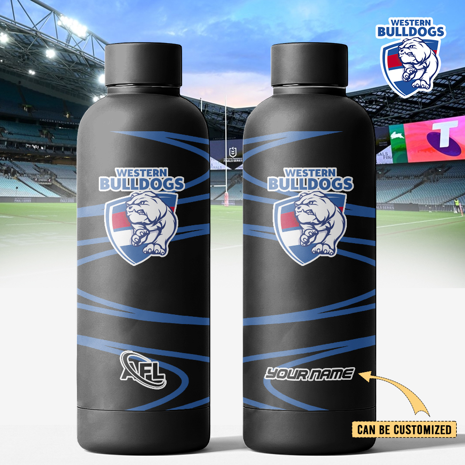 Auspiritmerch Western Bulldogs Personalized Metal Water Bottle Gift For Fans 