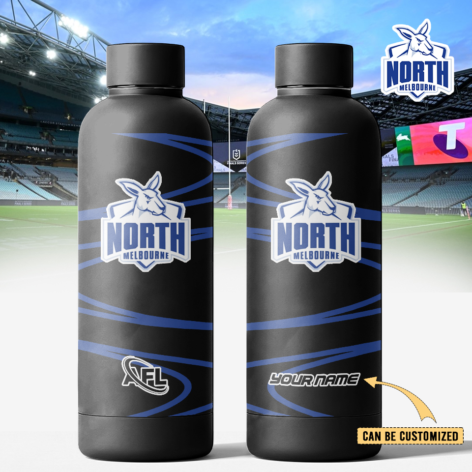 Auspiritmerch North Melbourne Personalized Metal Water Bottle Gift For Fans 