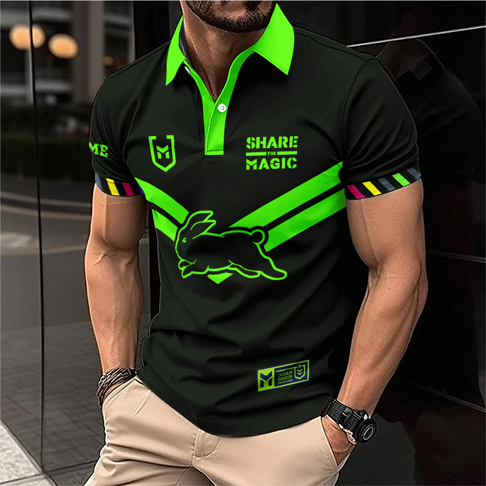 Auspiritmerch South Sydney Rabbitohs x Magic Round Personalized Polo Shirt Gift For Fans