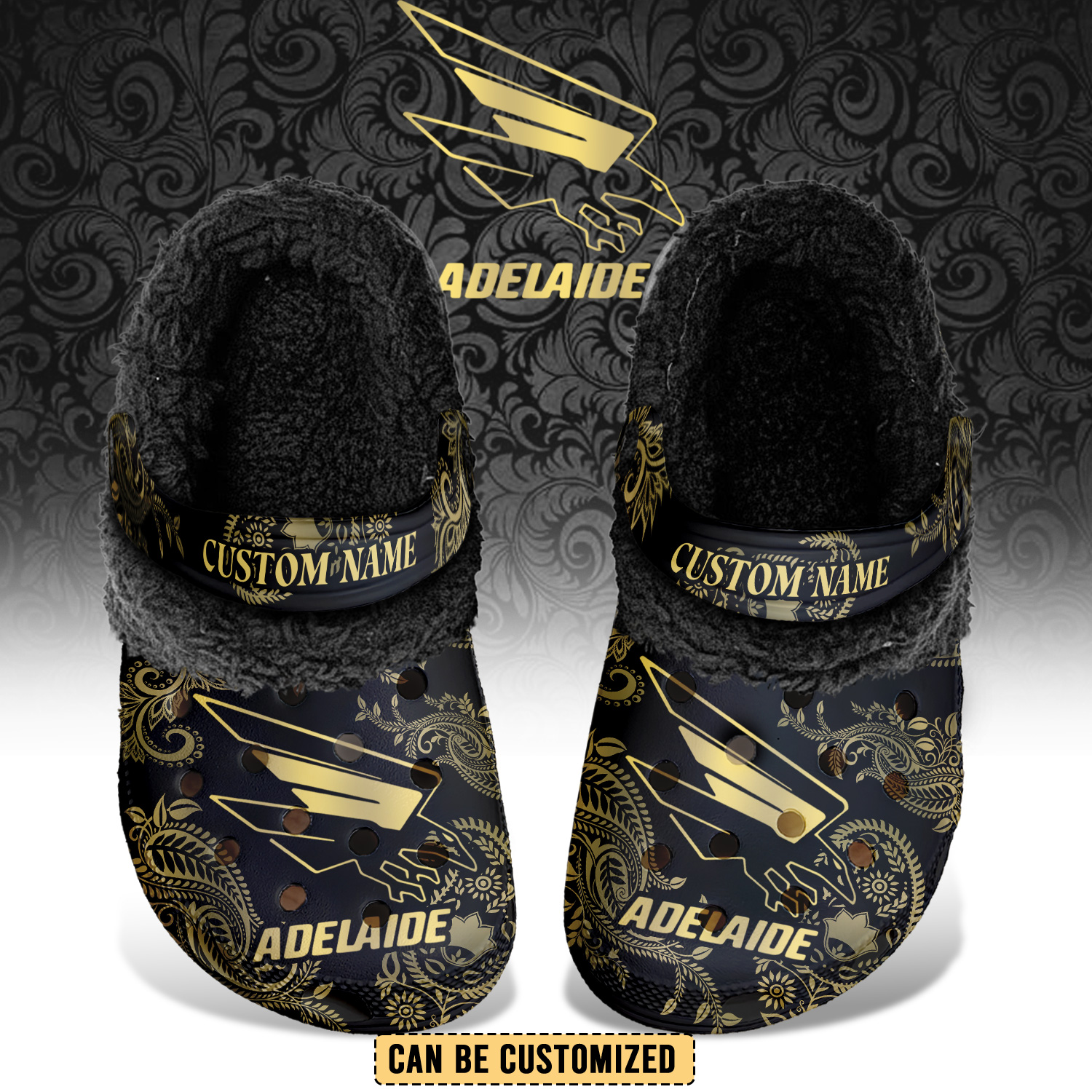 Auspiritmerch Adelaide Crows Crocs Crocband Fleece Lined Clogs Shoes Comfortable For Men Women and Kids In Winter