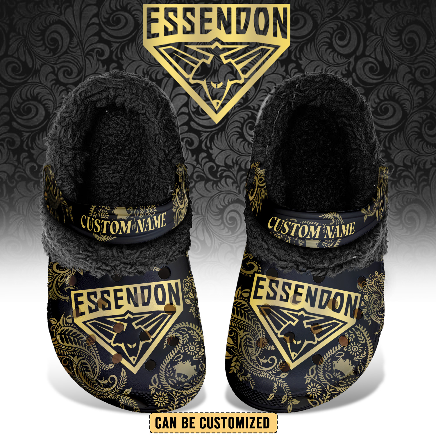 Auspiritmerch Essendon Crocs Crocband Fleece Lined Clogs Shoes Comfortable For Men Women and Kids In Winter