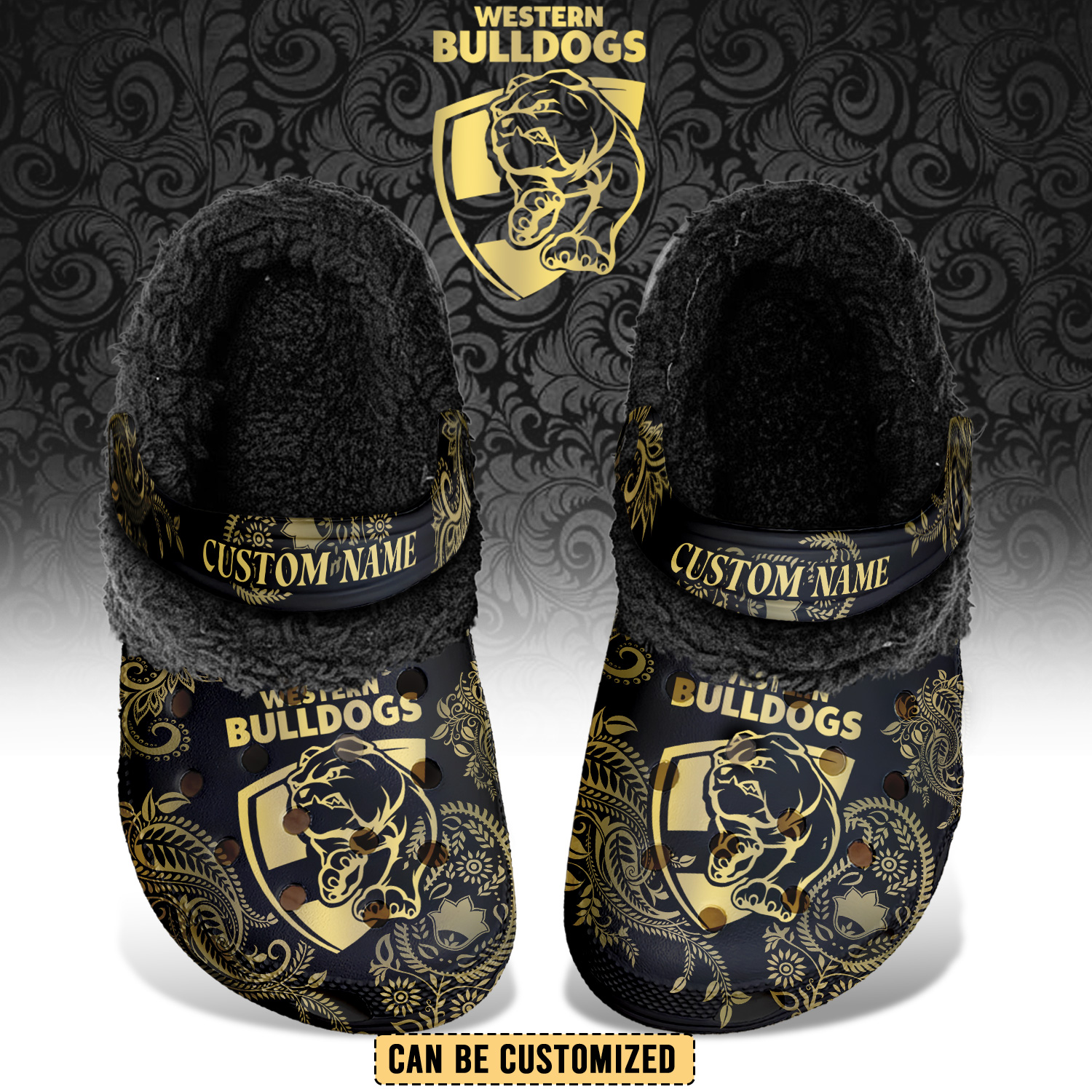 Auspiritmerch Western Bulldogs Crocs Crocband Fleece Lined Clogs Shoes Comfortable For Men Women and Kids In Winter