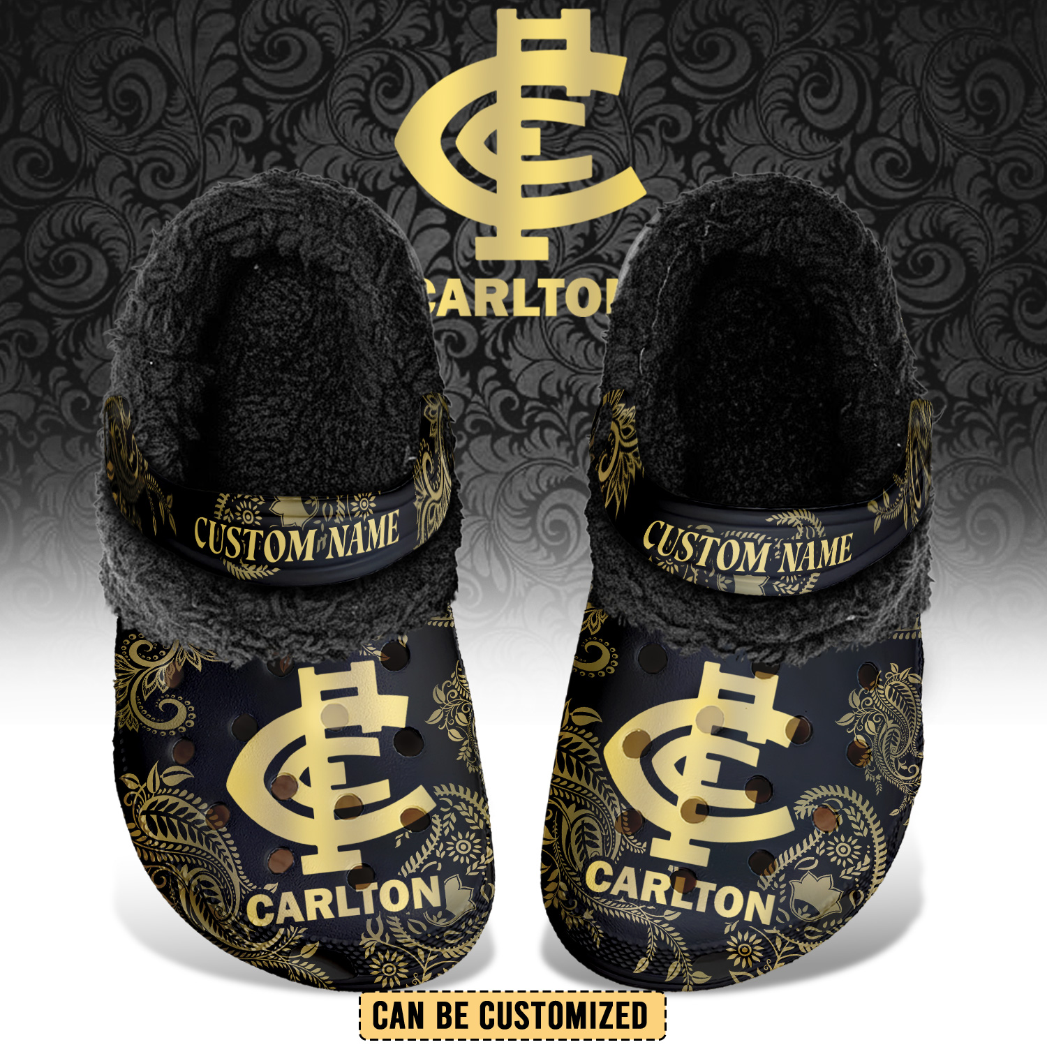 Auspiritmerch Carlton Blues Crocs Crocband Fleece Lined Clogs Shoes Comfortable For Men Women and Kids In Winter