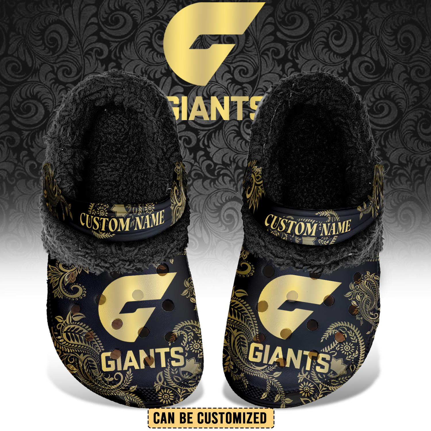 Auspiritmerch GWS Giants Crocs Crocband Fleece Lined Clogs Shoes Comfortable For Men Women and Kids In Winter