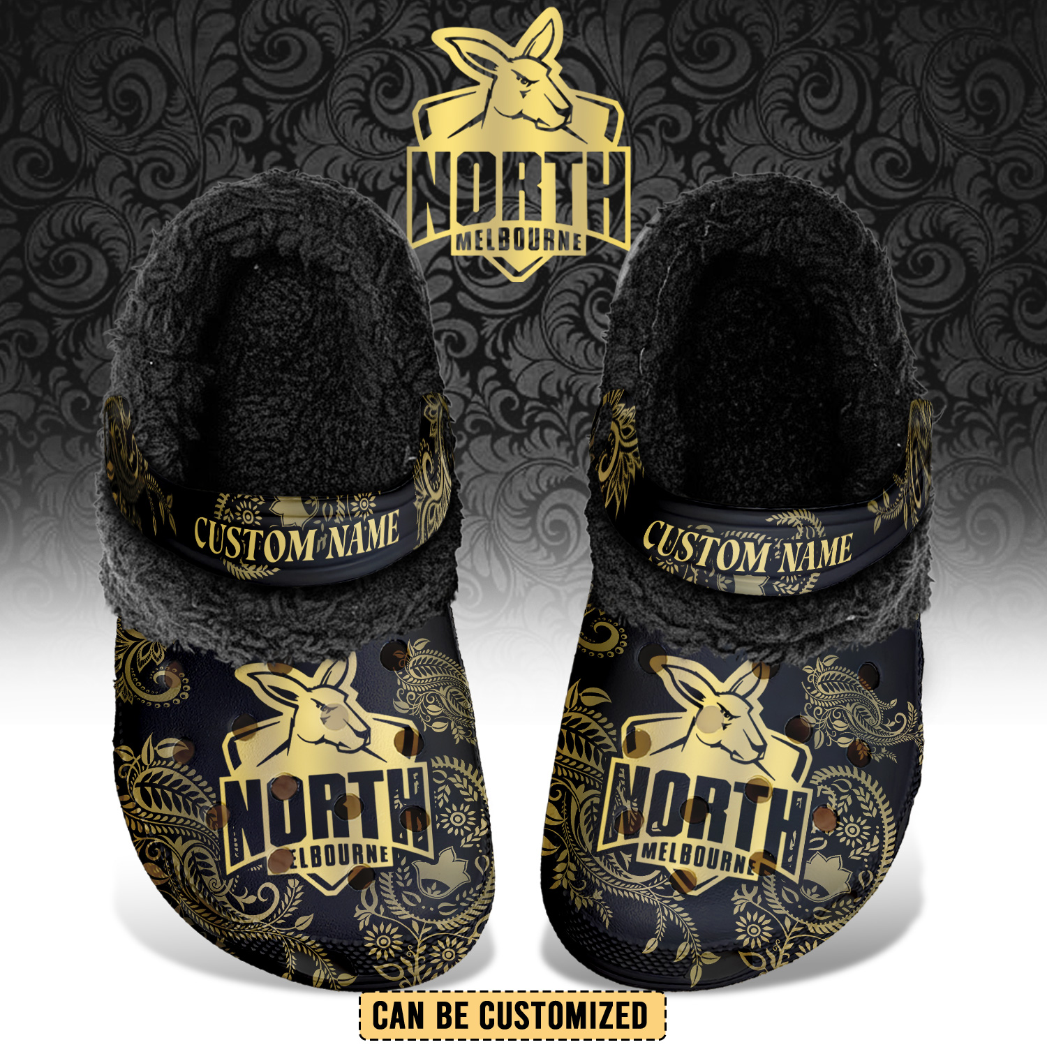 Auspiritmerch North Melbourne Crocs Crocband Fleece Lined Clogs Shoes Comfortable For Men Women and Kids In Winter