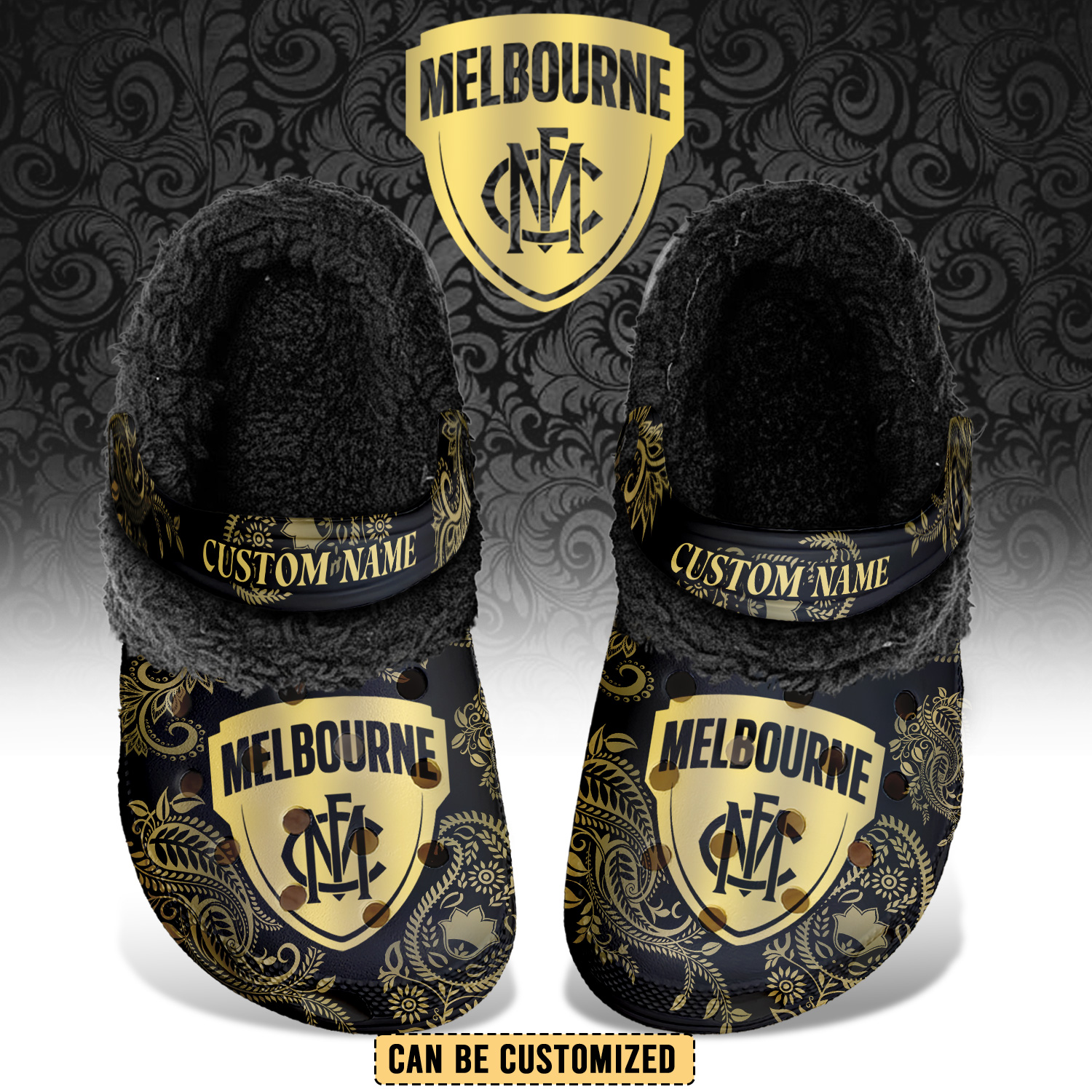 Auspiritmerch Melbourne Demons Crocs Crocband Fleece Lined Clogs Shoes Comfortable For Men Women and Kids In Winter