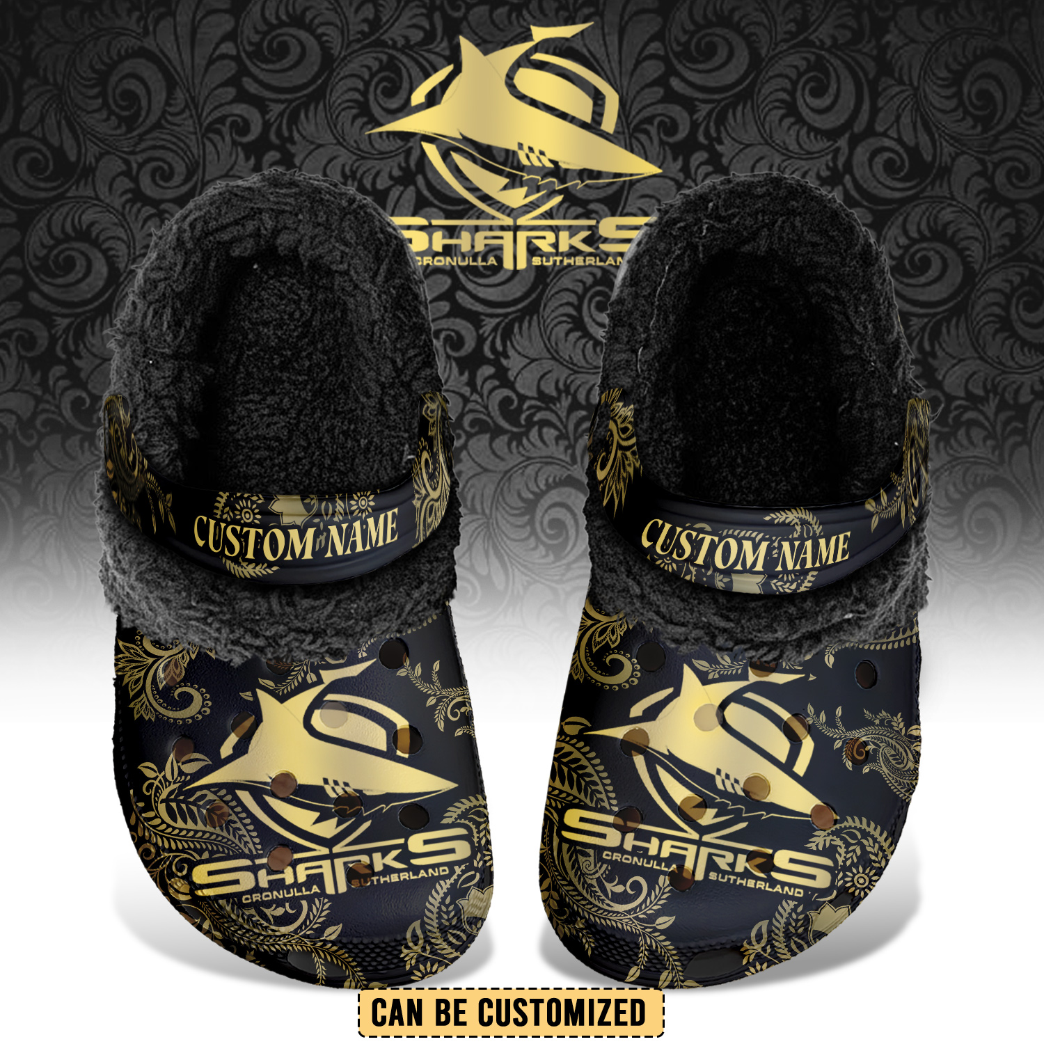 Auspiritmerch Cronulla-Sutherland Sharks Crocs Crocband Fleece Lined Clogs Shoes Comfortable For Men Women and Kids In Winter