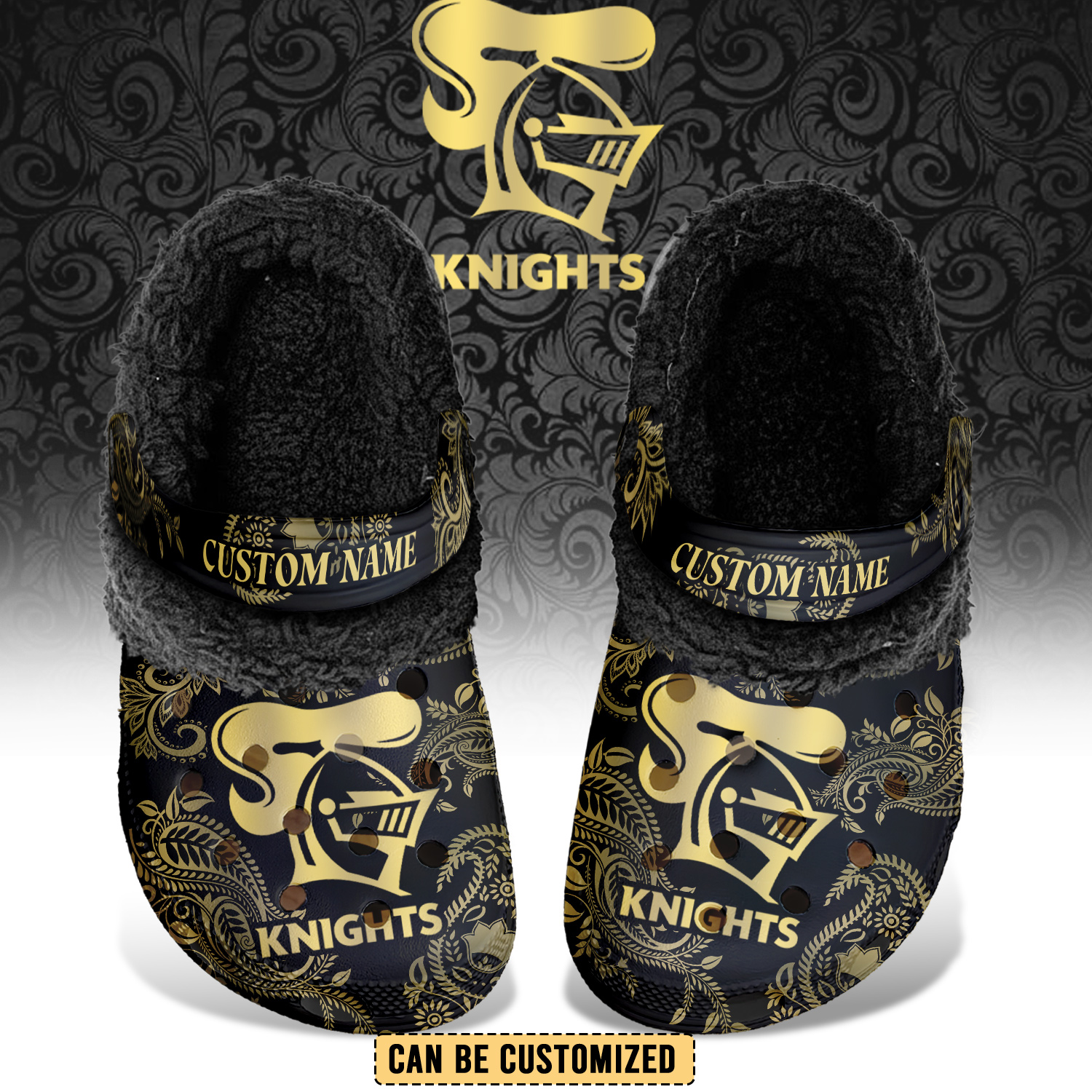 Auspiritmerch Newcastle Knights Crocs Crocband Fleece Lined Clogs Shoes Comfortable For Men Women and Kids In Winter