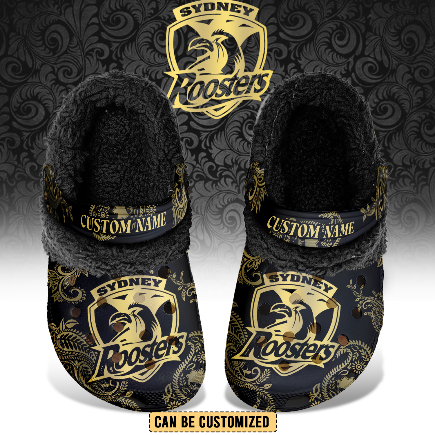 Auspiritmerch Sydney Roosters Crocs Crocband Fleece Lined Clogs Shoes Comfortable For Men Women and Kids In Winter