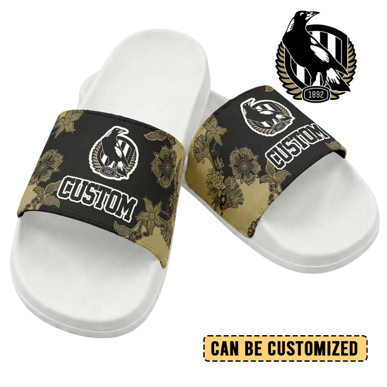 Auspiritmerch Collingwood Magpies Personalized Sports Slippers Gift For Fans