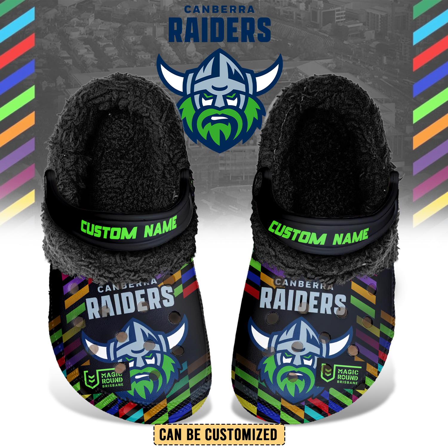 Auspiritmerch Canberra Raiders Crocs Crocband Fleece Lined Clogs Shoes Comfortable For Men Women and Kids In Winter