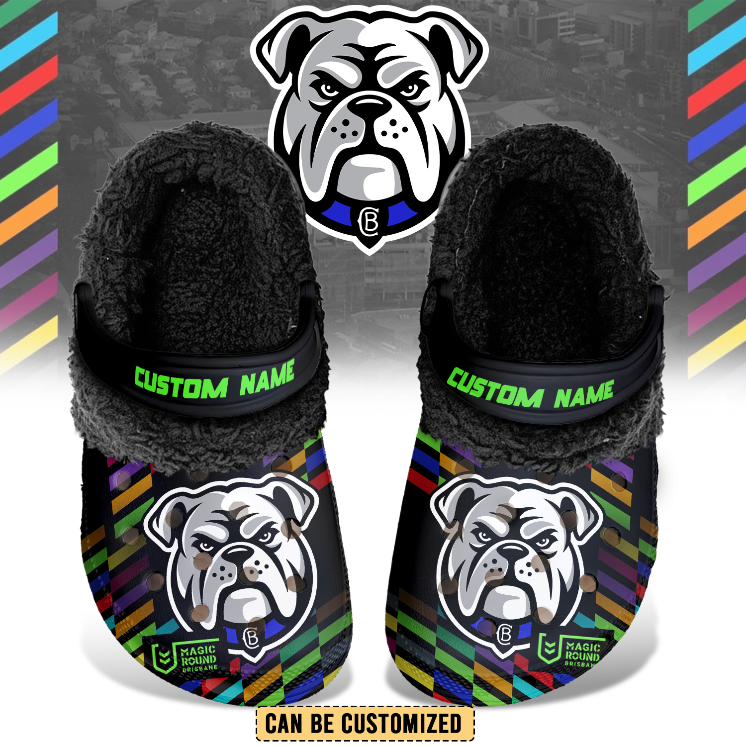 Auspiritmerch Canterbury-Bankstown Bulldogs Crocs Crocband Fleece Lined Clogs Shoes Comfortable For Men Women and Kids In Winter