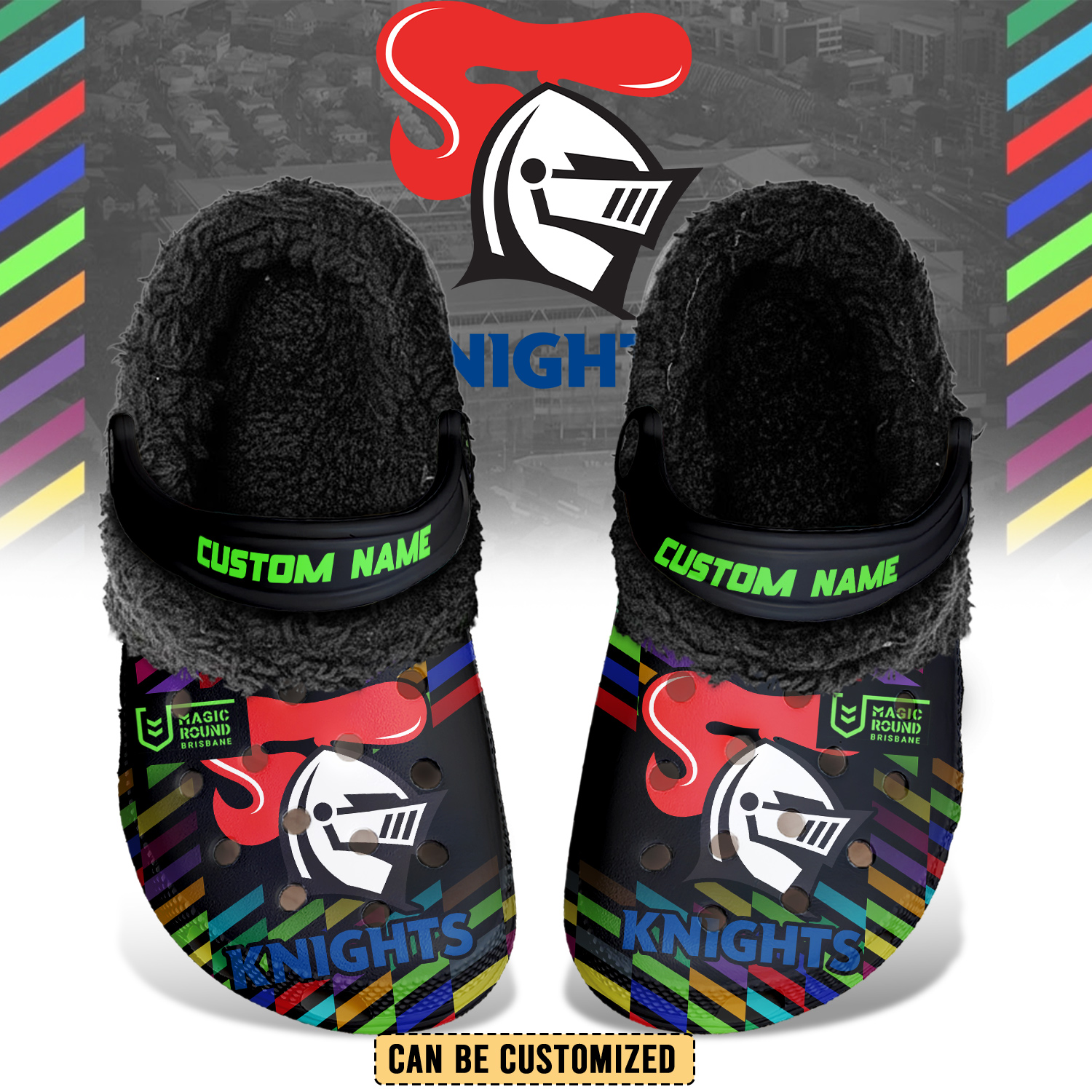 Auspiritmerch Newcastle Knights Crocs Crocband Fleece Lined Clogs Shoes Comfortable For Men Women and Kids In Winter