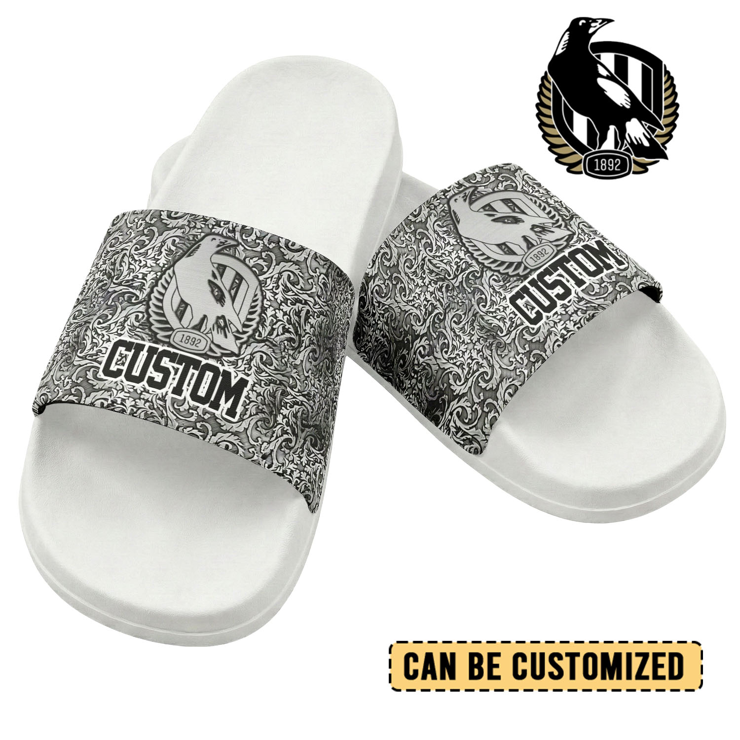 Auspiritmerch Collingwood Magpies Personalized Sports Slippers Gift For Fans