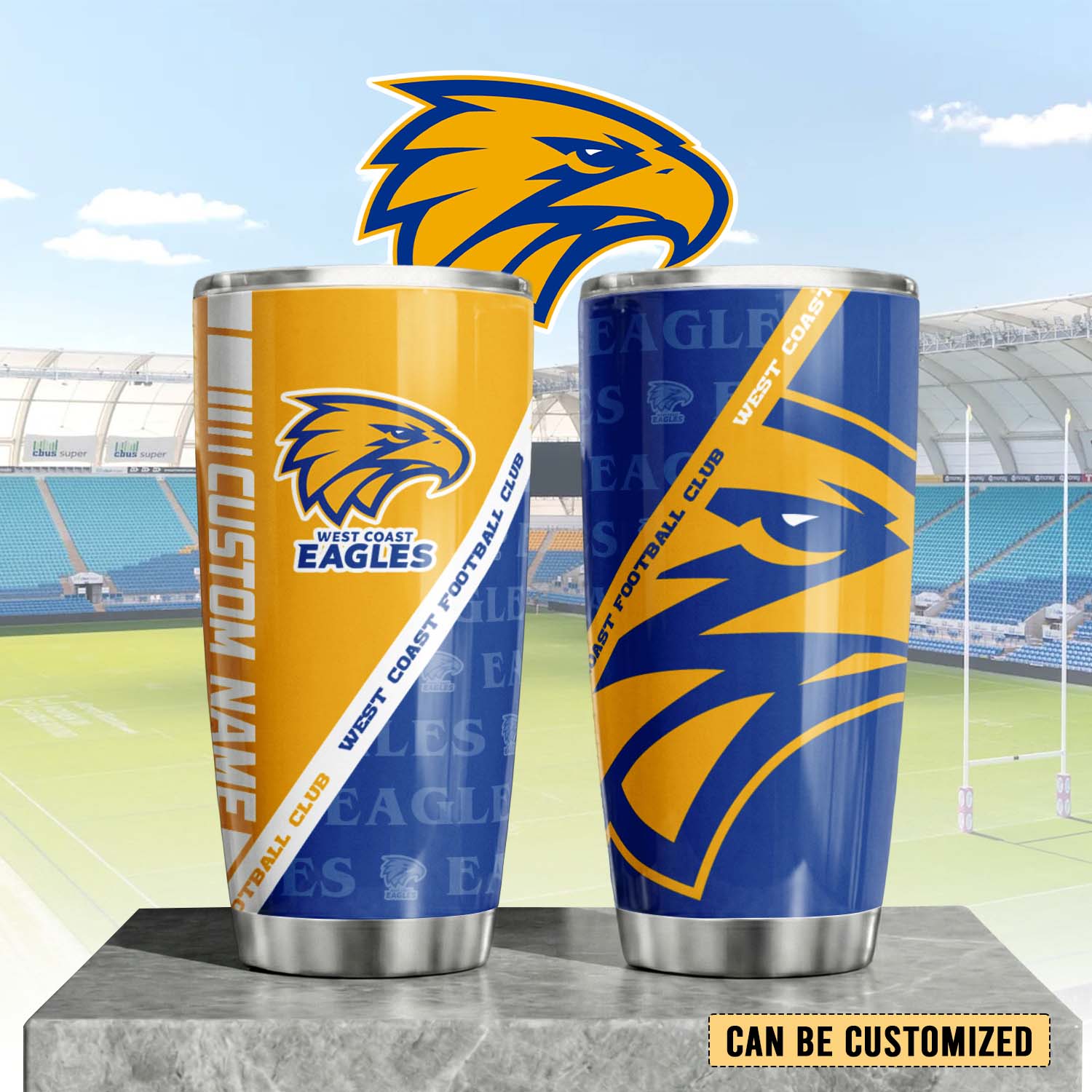 Auspiritmerch West Coast Eagles Custom Stanley Quencher 20oz Stainless Steel Tumbler