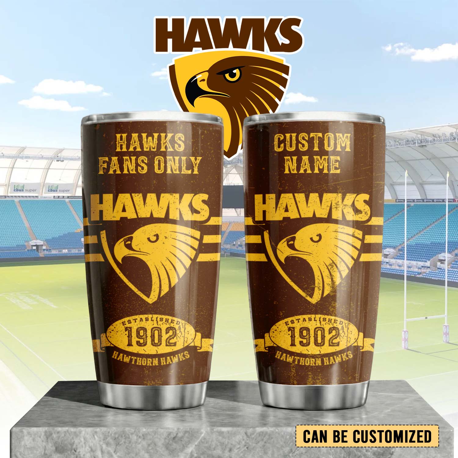 Auspiritmerch Hawthorn Hawks Custom Stanley Quencher 20oz Stainless Steel Tumbler