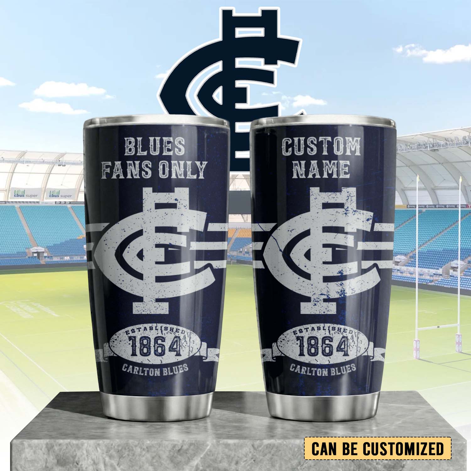 Auspiritmerch Carlton Blues Custom Stanley Quencher 20oz Stainless Steel Tumbler