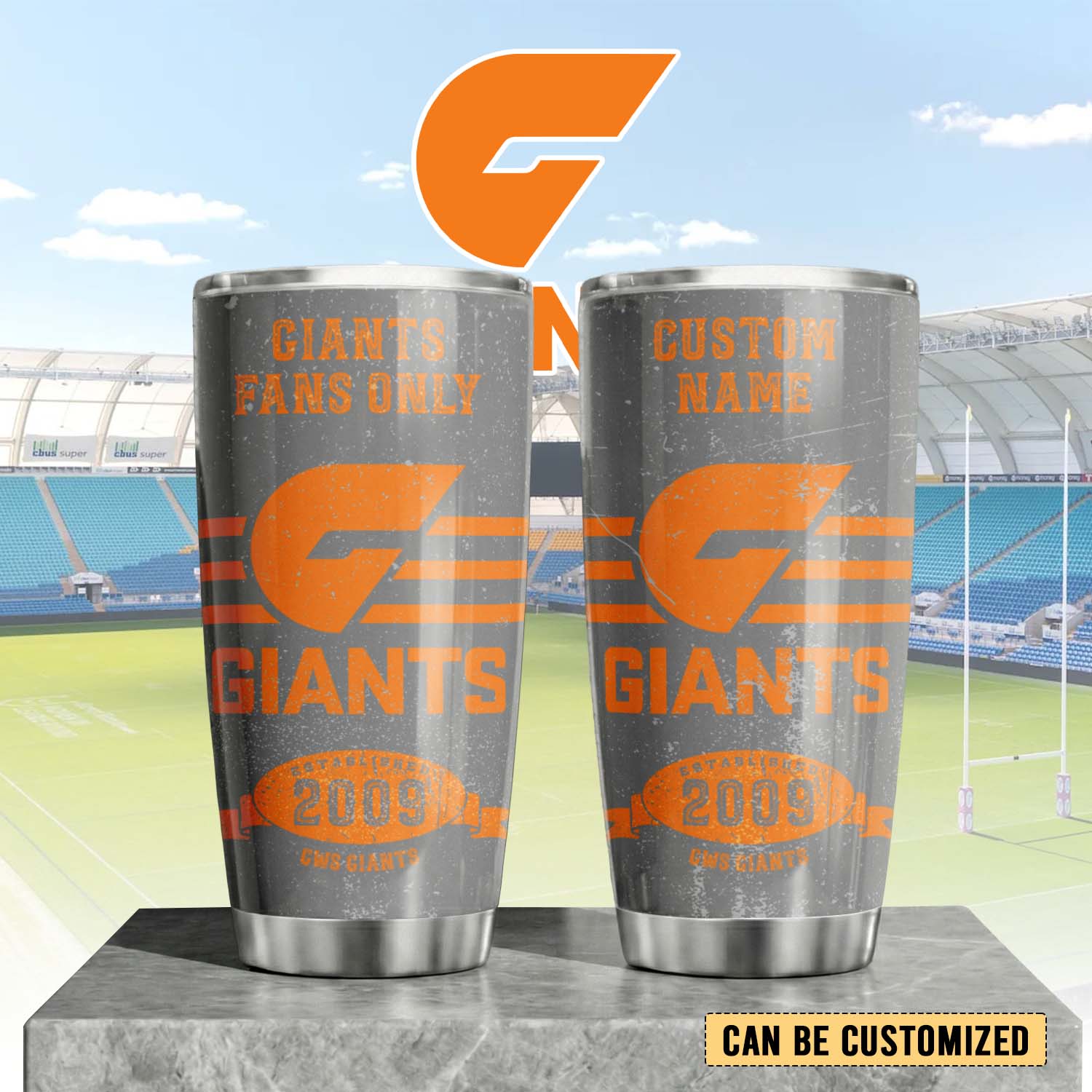 Auspiritmerch GWS Giants Custom Stanley Quencher 20oz Stainless Steel Tumbler