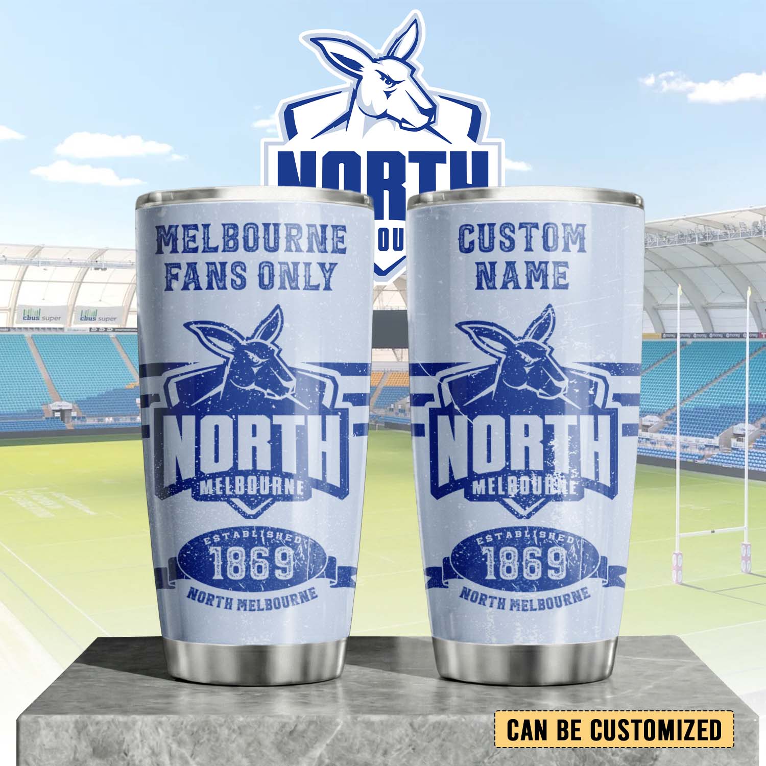 Auspiritmerch North Melbourne Custom Stanley Quencher 20oz Stainless Steel Tumbler