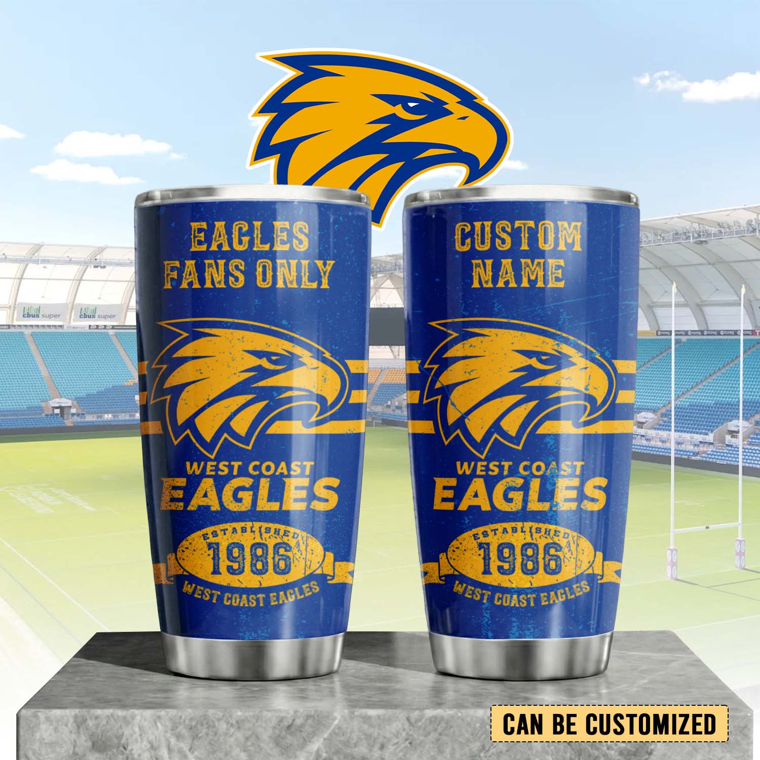 Auspiritmerch West Coast Eagles Custom Stanley Quencher 20oz Stainless Steel Tumbler