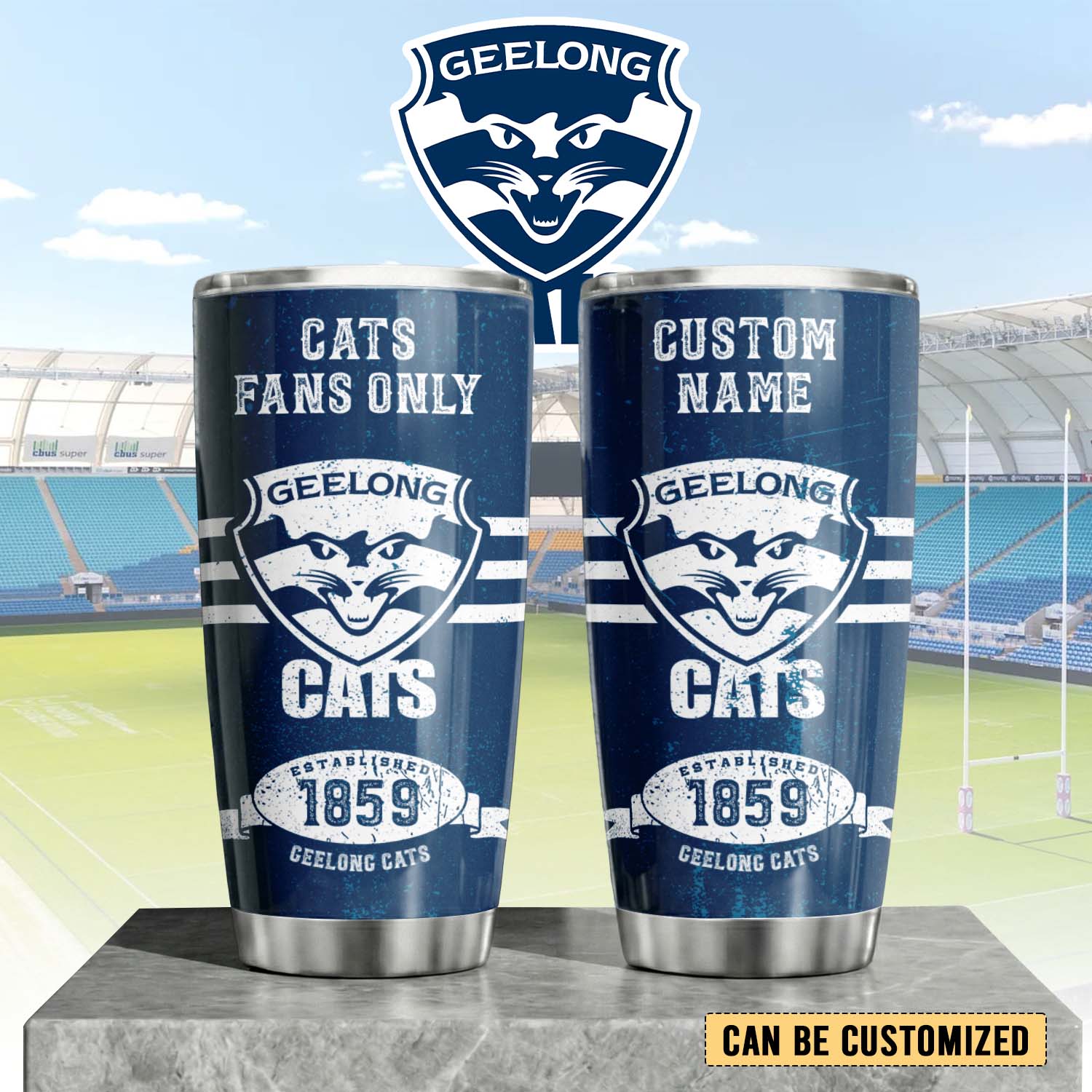 Auspiritmerch Geelong Cats Custom Stanley Quencher 20oz Stainless Steel Tumbler