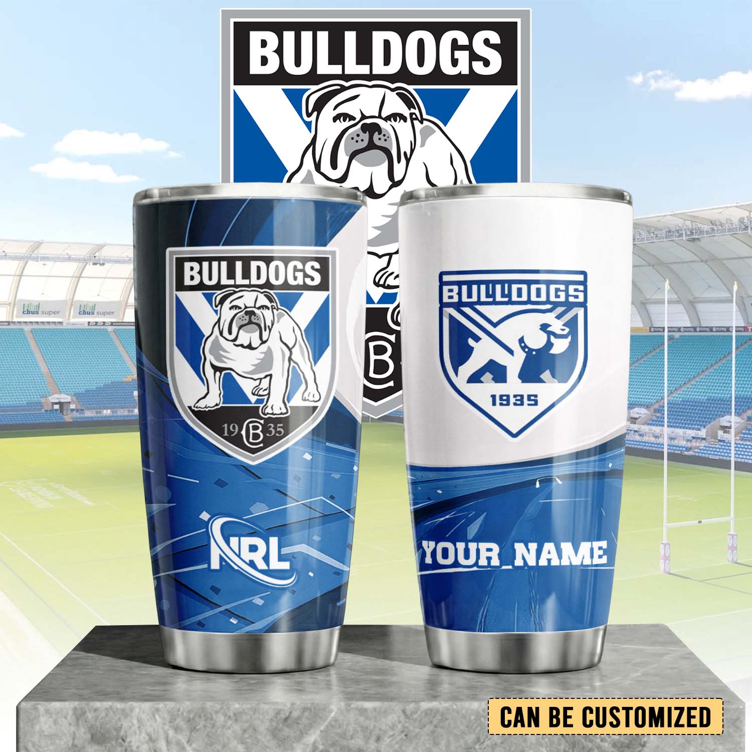 Auspiritmerch Canterbury-Bankstown Bulldogs Custom Stanley Quencher 20oz Stainless Steel Tumbler