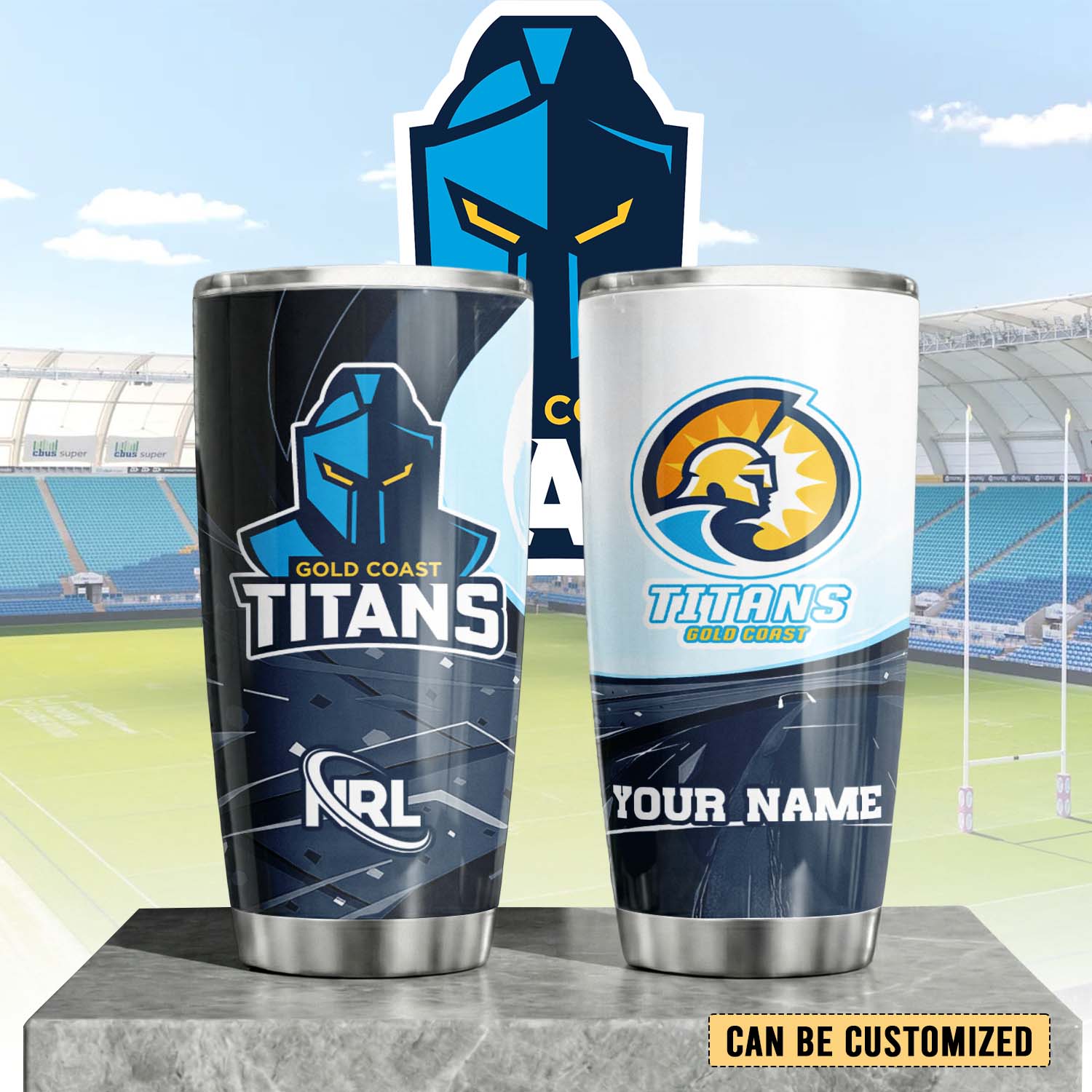 Auspiritmerch Gold Coast Titans Custom Stanley Quencher 20oz Stainless Steel Tumbler