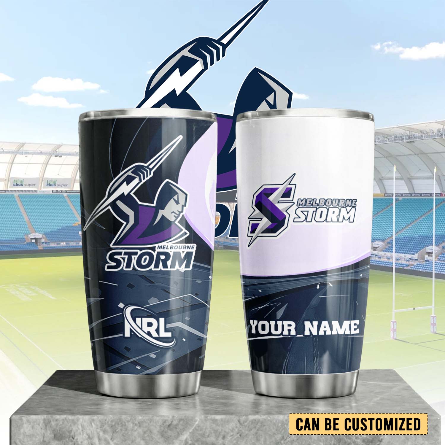 Auspiritmerch Melbourne Storm Custom Stanley Quencher 20oz Stainless Steel Tumbler