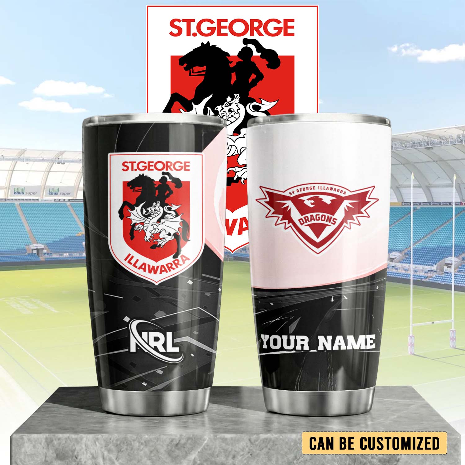 Auspiritmerch St. George Illawarra Dragons Custom Stanley Quencher 20oz Stainless Steel Tumbler