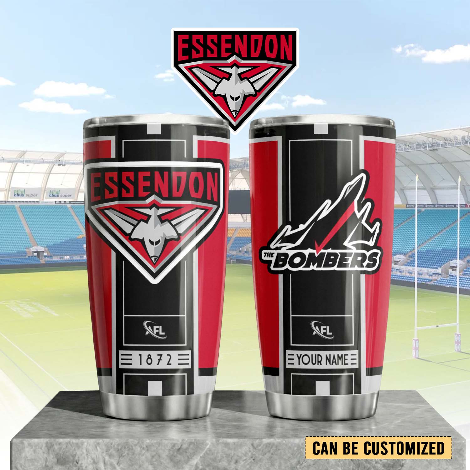Auspiritmerch Essendon Custom Stanley Quencher 20oz Stainless Steel Tumbler